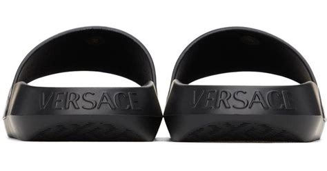 versace flip flops black|Versace allover slides.